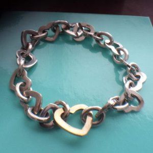 HEART LINKED BRACELET Sterling Silver 18k EP